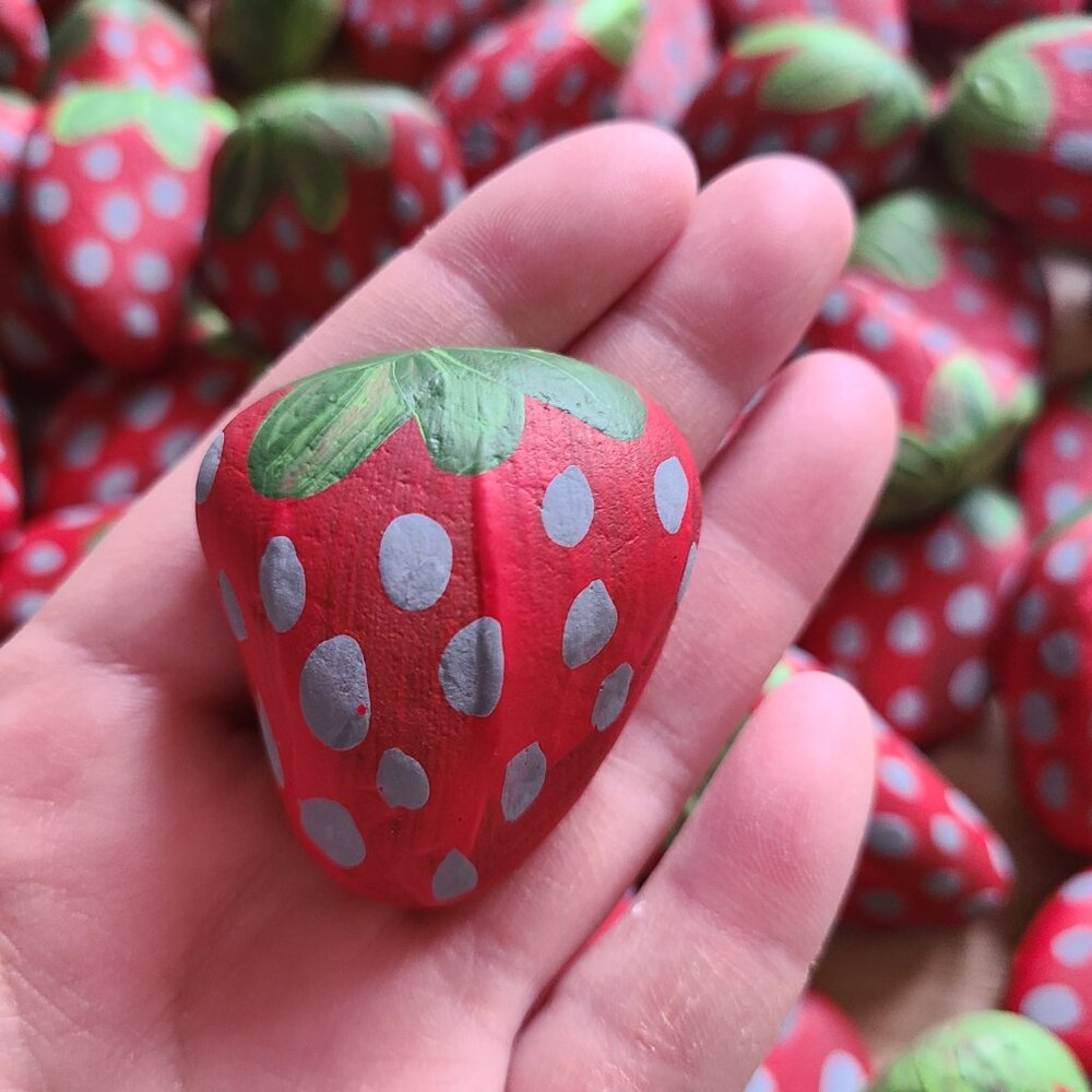 10 Pack Assorted Strawberry Painted Rocks Variety PACK OF 10 ROCKS (10 Count)